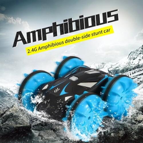 D878 2.4G RC Stunt Car Land Water Double Side Amphibious Elves Simulate Remote Control Vehicle Toy for Children Boys Gifts