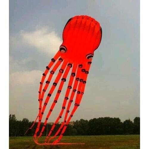 30m beach toys large single line kites soft kiting kites 3d orange large octopus kite camping windsock cerf volant wholesale bar