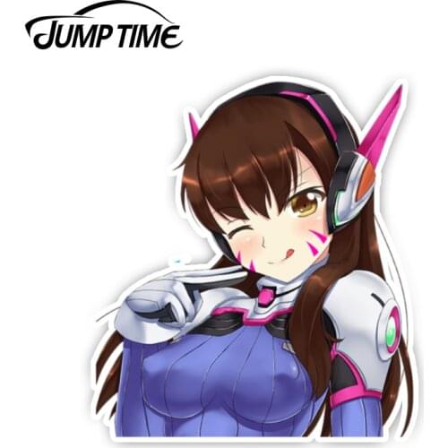 Jump Time 13cm x 11.6cm Car Stickers Overwatch PEEKer Anime Decal Car Styling Sticker Waterproof Auto Motor Sexy D.Va Graphics