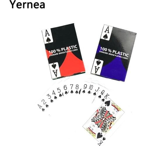 Yernea Poker 4 Sets/Lot 2 Color for Red and Blue Baccarat Texas Hold'em PVC Waterproof plastic playing poker cards 58*88mm