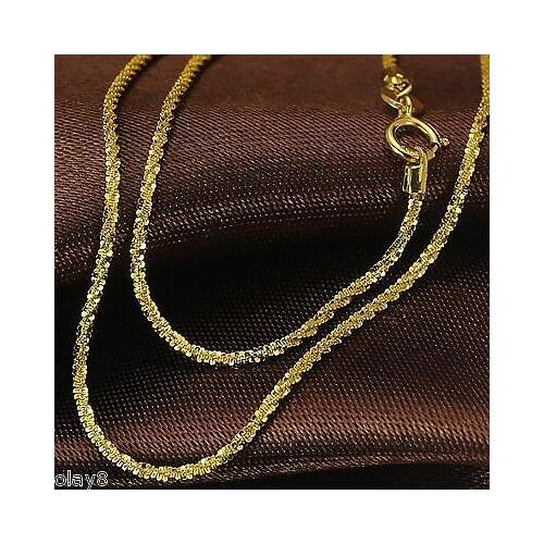 Au750 Pure18K Yellow Gold Necklace Womens 1.3mm Full Star Link Chain 16inch