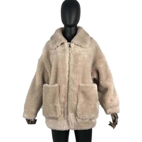 Women wool coat 2019 new Arrival wool coat Teddy Bear Icon Coat Classic Suede Leather Liner Granule Sheep Shearing Coat casual