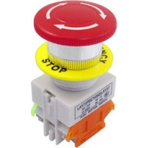 1 Pc AC 660V 10A Red Mushroom Cap 1NO 1NC Emergency Stop Push Button Switch