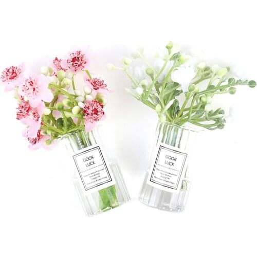 1 Pc Dollhouse Miniature Jasmine Flower Vase Set Model Decor Accessories For Dollhouse Decoration New