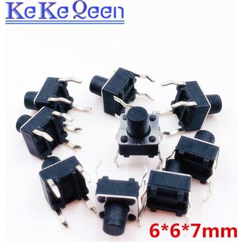 1000PCS 6*6*7MM 6mm*6mm*7mm Push Button Switches DIP-4 Tactile Switches Push Button Tact Switch 6x6x7mm Micro Switch