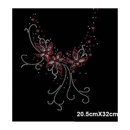 12Pc/Lot Flower Butterfly Hotfix Rhinestones Heat Transfer Design Iron on Motifs Patches,Rhinestone Applique