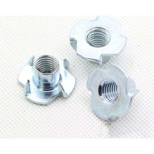 2/10/20pc M4 M5 M6 M8 M10 M12 Thickened Steel Four Claws Speaker Nut Blind Pronged Insert T-Nut for Wood Furniture Length=8-17mm