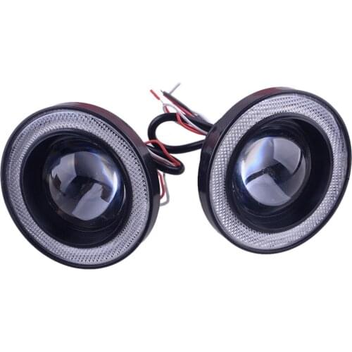 2pcs Universal Car 1200LM White & Blue Round COB LED Fog Light Angel Eye Halo Ring DRL Lamp 12V 30W