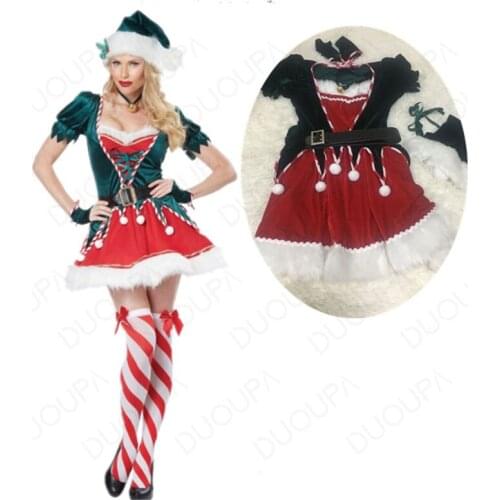 2020 New Year Costume Women Elf Costume Christmas Costume Suit For Lady Santa Claus Helper Cosplay
