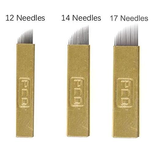 50PCS PCD 14 Pin Permanent Makeup Eyebrow Tatoo Blade Microblading Needles For 3D Embroidery Manual Tattoo Pen Machine