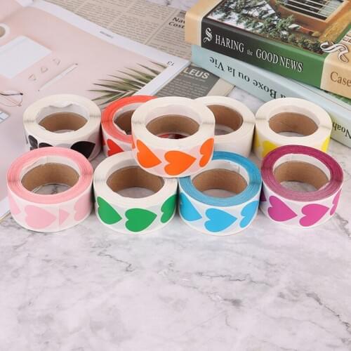 500 PCs/Roll Love Heart Shaped Label Sticker Scrapbooking Package Gift Packaging Seal Labels Birthday Party Supply Stationery