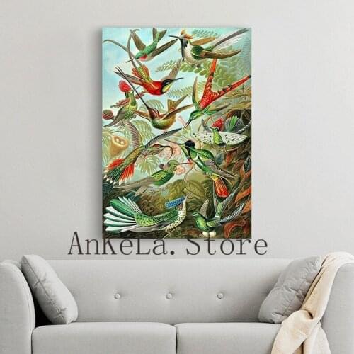 5D Diy Diamond Painting Retro Hummingbird Square/Round Diamond Embroidered Mosaic Tropical Plant Wall Art Picture Decoration