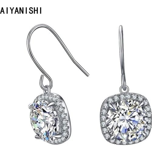 AIYANISHI 925 Sterling Silver Dangle Earrings Halo Hook Earrings Wedding Engagement Silver Chandelier Drop Earrings Gifts