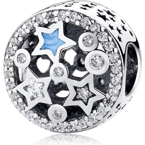 Authentic 925 Sterling Silver Charm Bead Star Crystals Beads Fits Original Bracelets Women DIY Jewelry Making