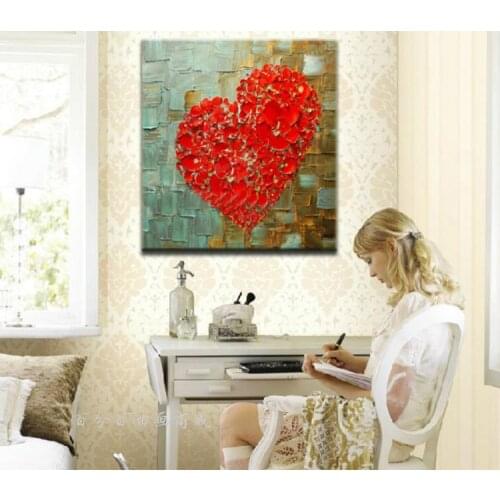 Free Shipping Love Heart Oil Paintings Art Handmade Modern Abstract Canvas Oil Painting Wall Art Gift Home Decoration No Frame