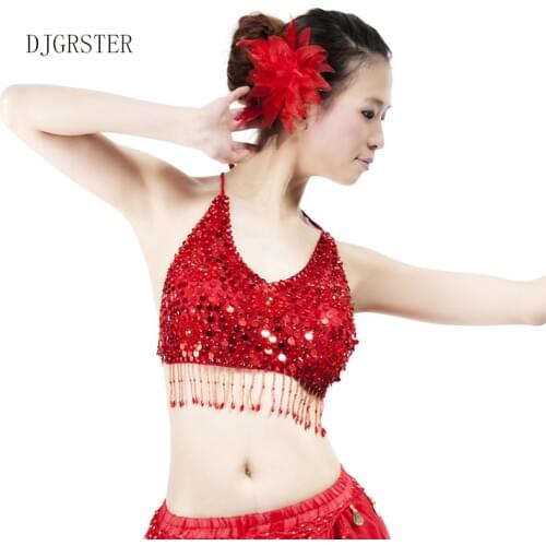 DJGRSTER Stage Performance Plus size Luxury Belly Dancing Egyptian Costumes Oriental Style Sequins Bra Belly Dance Costume 1pcs