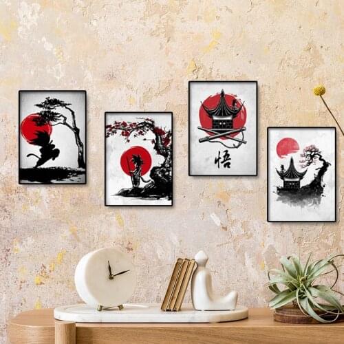 Dragon Ball Ink Plum Goku Wall Art Poster Canvas Painting Living Kids Room Decoration Home Picture Decor Cudros