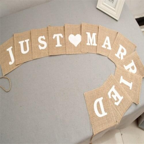 Jute Burlap Bunting Rustic Just Married Mr Mrs Wedding Banner Garland Party Flags Candy Bar Decoration Event Supplies PC893500