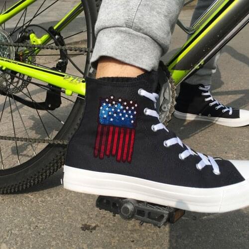 Wen Black Canvas Shoes Usonian Cool Stripes Stars National Flag Original Design High Top Men Women Sports Sneakers Plimsolls