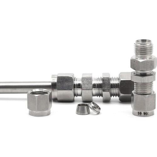 Bulkhead Straight Push 304 stainless steel oil Pipe Fitting ression Ferrule Tube Compression Fitting Connector 3mm 4mm 6mm 8mm