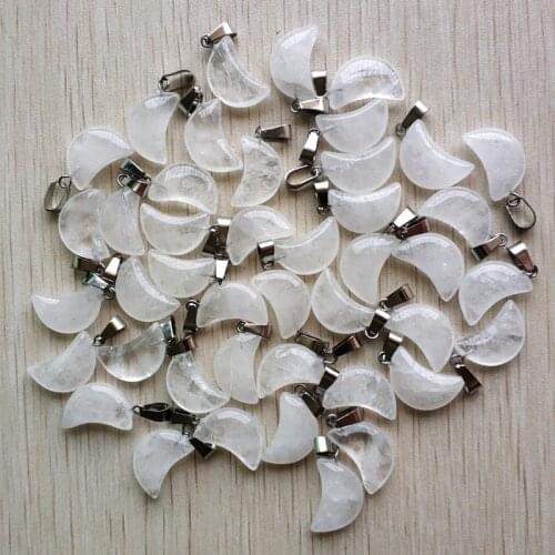 2019 fashion good quality natural crystal crescent moon shape charms pendants for DIY jewelry making Wholesale 50pcs free