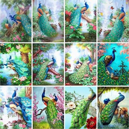 MomoArt Diamond Painting Peacock Cross Stitch kits Diamond mosaic Full Square Drill Animal Picture Rhinestones Bead Embroidery