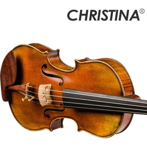 Christina violino artesanal v07E antigo bordo violino 4/4 instrumento musical caso livre violino arco e rosin