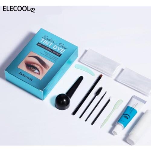 ELECOOL Eyelashes Eyebrow Beard Hair Dye Paste Tint Kit Professional Permanent Mascara Color Brow & Lashes Dye Comb Brush Set