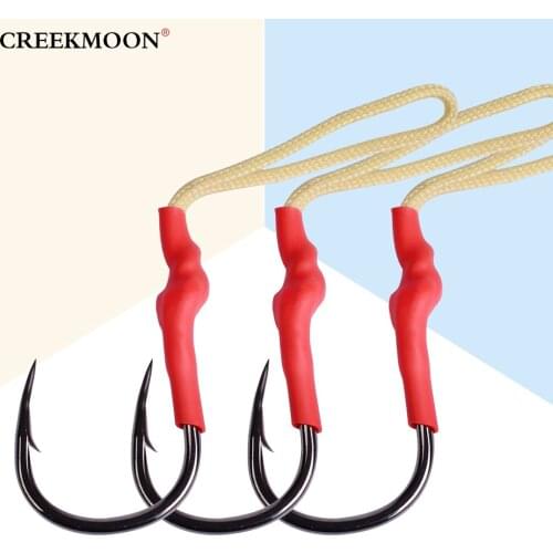 5pcs/lot Fishing Hooks Set 1/0-4/0# Barbed Single Circle Carp Hook with Thread Feather Roped Sea Fishinhook Fly Fishing Tackle