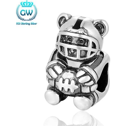 Joias Prata 925 I Love Football Charms Silver Sports Charms For Charm Bracelets Jewelry Making Brand Gw Jewellery D194-15