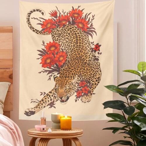 Floral Tiger Wall Tapestry INS Boho Wall Decor Chic Home Decoration Hippy Mandala Beach Towls Hippie Dorm Room Wall Decor