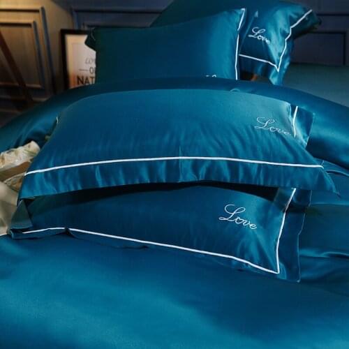 European Lover Embroidered AB Side Silk and Cotton Pillowcase Ice Silk Decorative Pillow Cover with Hidden Zipper Hypoallergenic