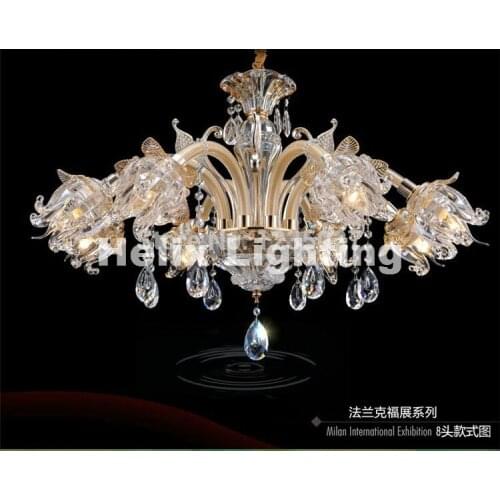 Newly Modern European Candle Clear Crystal Chandeliers Ceiling Living Room Modern E14 Golden Crystal Chandelier 100% Guaranteed