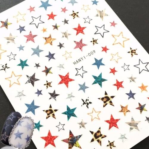 Newest HANYI-009 Pentagram pattern 3d nail sticker decals template DIY decoration tools for nail accessory