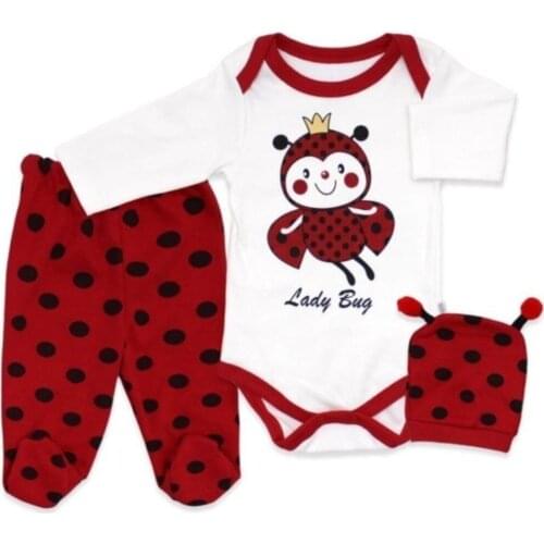 Newborn Essentials Triple Ladybug Badi Baby Set Soft 0-9 Months Baby Set Free Shipping Turkey Luxury Quality