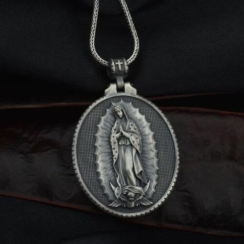 New Religious Christianity Virgin Mary Prayer Catholic Men and Women Pendant Necklace Tag Chain Necklace