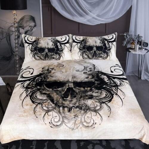 Black Hair Head Quilt Cover with Pillowcase Fashion Bedding 3 Piece Set 3D Printing Three Piece Set Available In Multiple Sizes