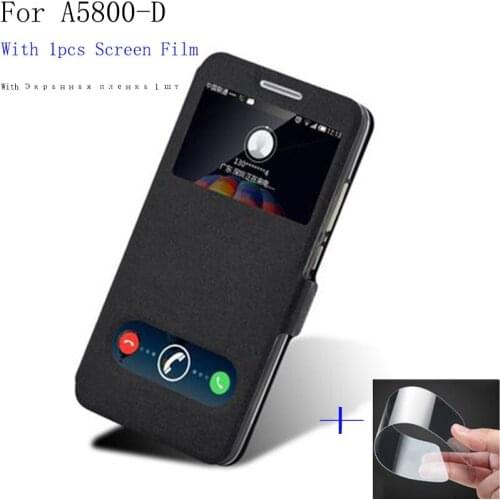 Luxury Phone case For Lenovo A5800-D shell case cover view window PU leather case For Lenovo A5800D A5800 D Flip case back cover