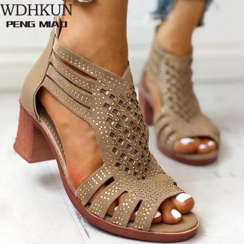 Summer Women Sandals High Heels hollow open Toe Gladiator zipper Ladies Shoes Party Pumps Platform Casual Sandalias De Mujer