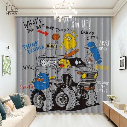Motorcycle Print Child Curtain Boy Youth Bedroom Curtains For Bedroom Cafe Decor For Kitchen Luxury Curtains Micro Shading