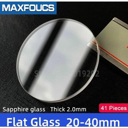 Watch Glass Thick 2.0mm Diameter 20-40 mm Flat Sapphire Anti scratch Smooth Round Transparent Crystal ，41 pieces Suit