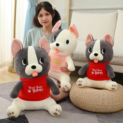 25-70cm Super Soft French Bulldog Plush Toys Stuffed Down Cotton Cute Simulation Wear Clothes Dog Doll Pillows Kids Girls Gifts