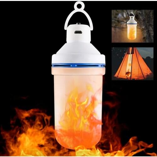 3 Modes Outdoor Gravity Sensor Flame Lights E27 LED Fire Light Bulb USB DC5V Flickering Emulation Lamp Hanging Camping Light