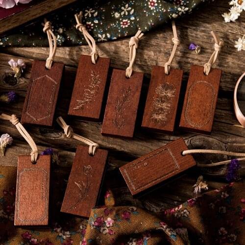Vintage Tag Wooden Stamp Flowers of paste Label Rubber Stamps For Scrapbooking Journal Standard Stamp Retro Stationery