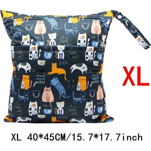 Asenappy XL 40*45cm Waterproof Reusable Washable Wet Dry Bag With Two Zippered Baby Diaper Bag