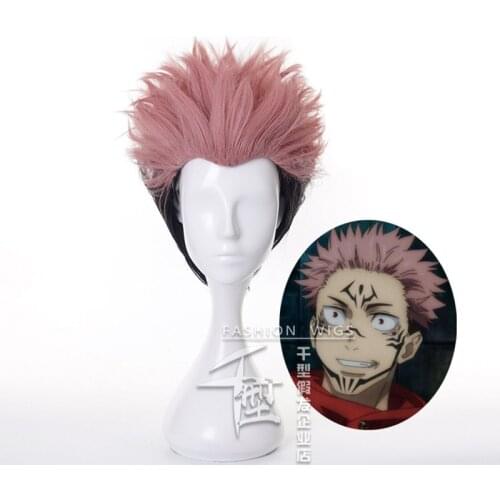 Yuji Itadori Short Wig 2 Styles Cosplay Costume Heat Resistant Synthetic Hair Jujutsu Kaisen Men Women Party Wigs