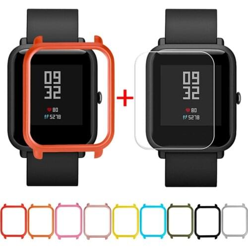 Protection Case Cover & Screen Protector For Huami Amazfit Bip Younth Watch Slim Colorful Frame Case Cover Protect Shell