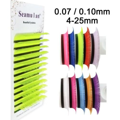 Green yellow pink eyelashes extension colored lashes individual eyelashes mink lashes mix length 8-13mm High quality eyelashes
