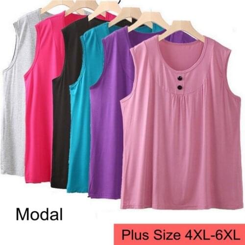Women Summer Loose Vest Top Modal Casual Tank Tops T-Shirt Sleeveless Soft Shirt Blouse Tops Female Plus Size 5xl 6xl ouc1123