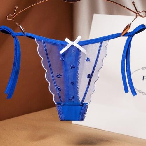 6PC Women Bandage Thong Panties Female Transparent Lingerie G-Stings Teenage Girls Bow Bikini Lolita Underwear XXS-XL 2246P6